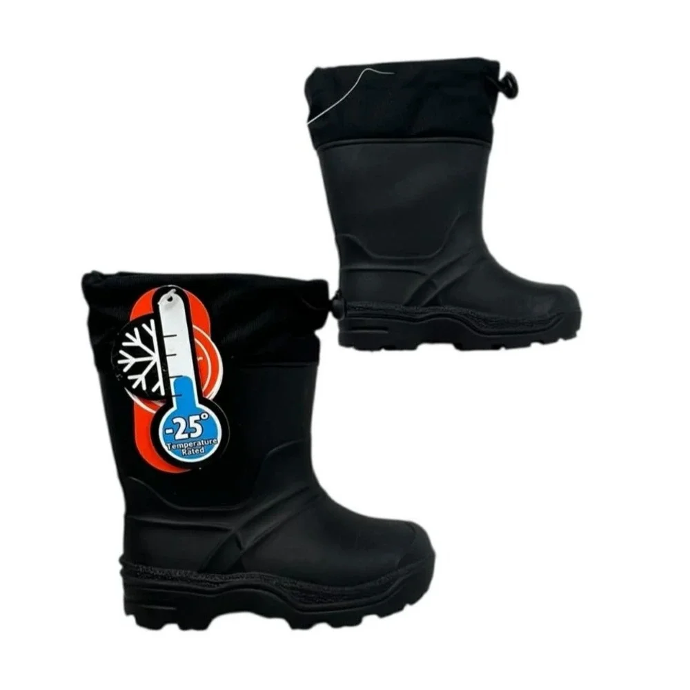 Wonder Nation Unisex Size 7 Black Winter Insulated To -25 degrees Rubber‎ Boots